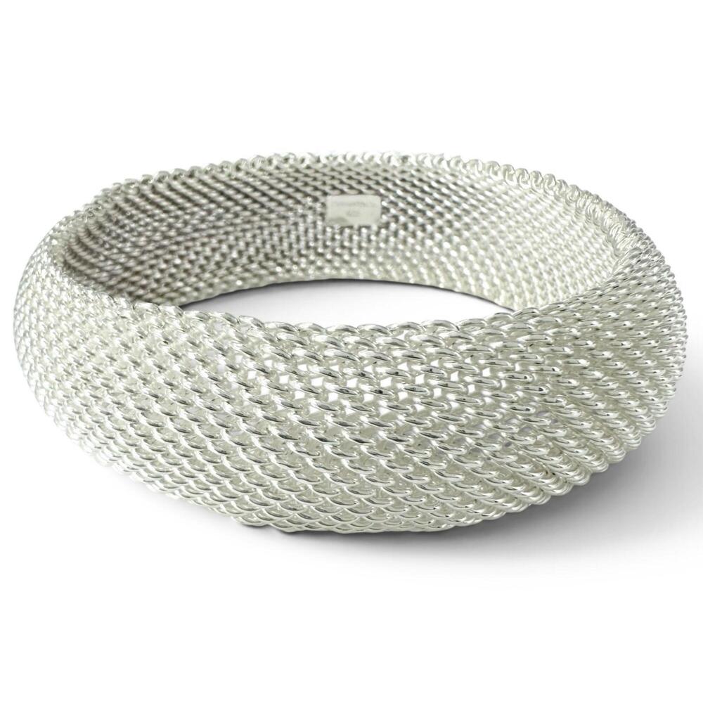 TIFFANY&Co. Tiffany Somerset Mesh Bangle Bracelet, 925 Sterling Silver, Weigh...